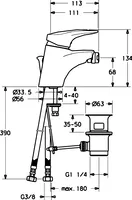 HANSAMIX, Eengreepsmengkraan voor bidet, 01063273