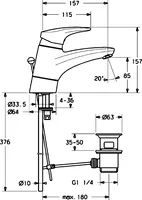 HANSAMIX, Washbasin faucet, 01192173