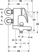 HANSAMIX, Wannenfüll- und Brausebatterie, 01772573