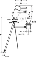 HANSATWIST, Eengreepsmengkraan voor bidet, 09063273