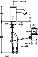 HANSADESIGNO, Wastafelkraan, 230 V, 51792200