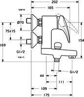 HANSAMIX, Wannenfüll- und Brausebatterie, 01772173