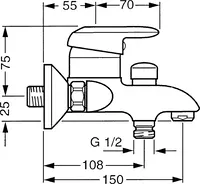 HANSATWIST, Wannenfüll- und Brausebatterie, 09742101