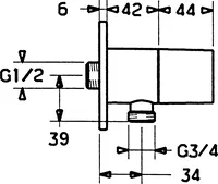 HANSADESIGNO, Wall coupling for shower hose, 5122020274