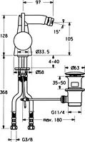 HANSADESIGNO, Eengreepsmengkraan voor bidet, 51363201