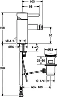 HANSADESIGNO, Eengreepsmengkraan voor bidet, 51733201