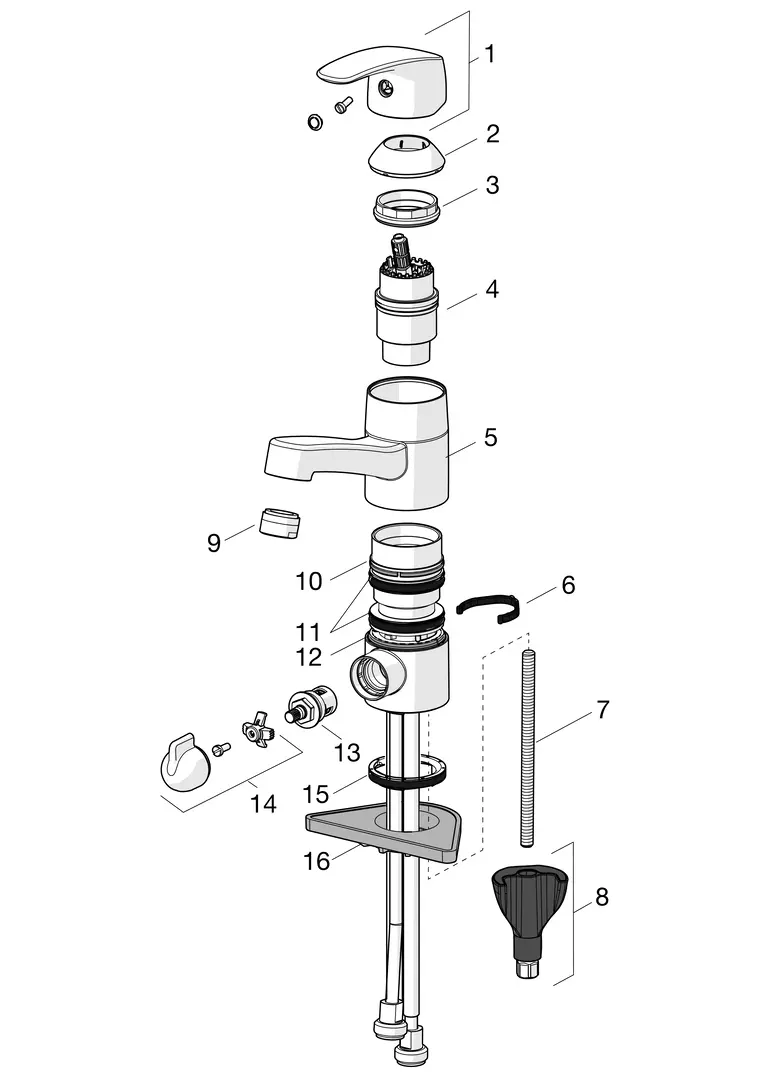 SP1014 Washbasin faucet with washing machine valve