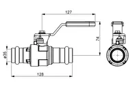 Oras, Lodveida ventilis, Cu35, PN16, 400135