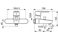 Oras Saga, Bath and shower faucet, 3940