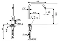 Oras Saga Style, Kitchen faucet with dishwasher valve, 3934FH