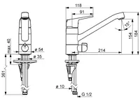 Oras Vega, Kitchen faucet with dishwasher valve, 1825G