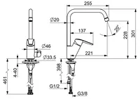 Oras Saga, Kitchen faucet with dishwasher valve, 1534FL-106