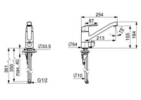 Oras Safira, Kitchen faucet with dishwasher valve, 1035S