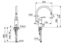 Oras Safira, Kitchen faucet with dishwasher valve, 1039