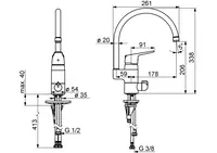 Oras Vega, Kitchen faucet with dishwasher valve, 1839FG-33