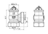 Oras Stabila, Patteriventtiilin runko, DN20, L=31, H=28, 443120D