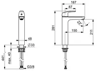 Oras Safira, High washbasin faucet, 1006F-33