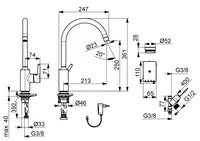 Oras Optima, Kitchen faucet with dishwasher valve, 9 V, 2639AF-33