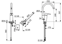 Oras Optima, Kitchen faucet with dishwasher valve, 3 V, 2839FN-107