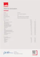 Hyväksyntä/Deklaraatio Materials Declaration