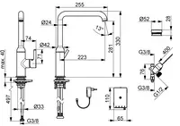 Oras Optima Style, Kitchen faucet with dishwasher valve, 9 V, 2639FH-33