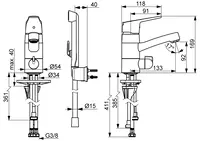 Oras Vega, Washbasin faucet with washing machine valve, 1814FG-33