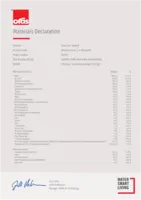 Godkendelse/Erklæring Materials Declaration