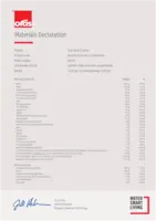 Godkendelse/Erklæring Materials Declaration