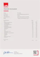 Heakskiit/Deklaratsioon Materials Declaration