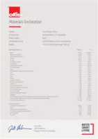Godkendelse/Erklæring Materials Declaration
