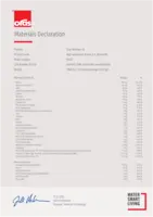 Godkendelse/Erklæring Materials Declaration