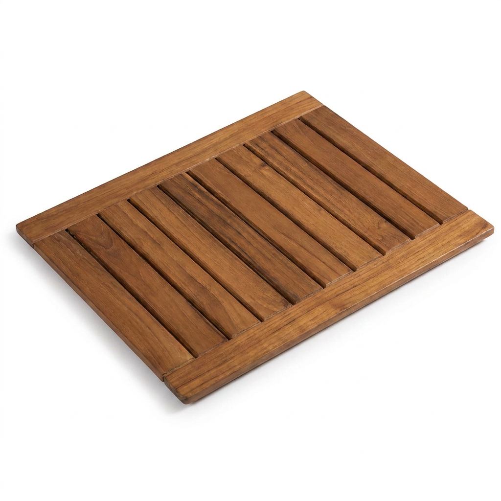 Wooden bathroom mat
