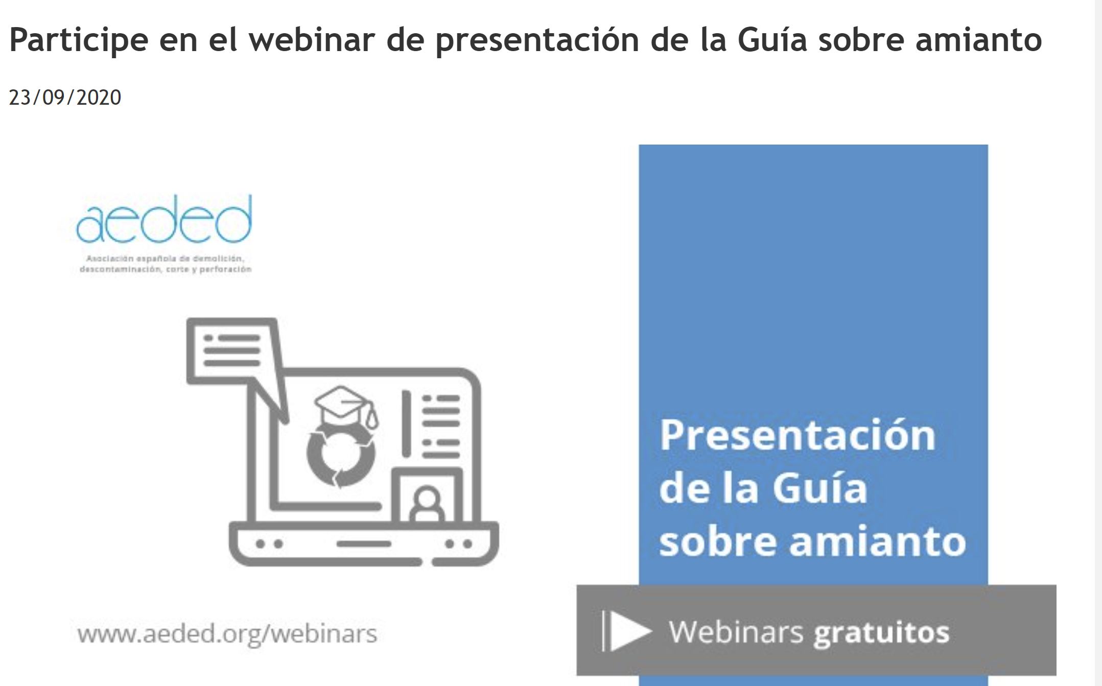 webinar de presentación de la Guía sobre amianto