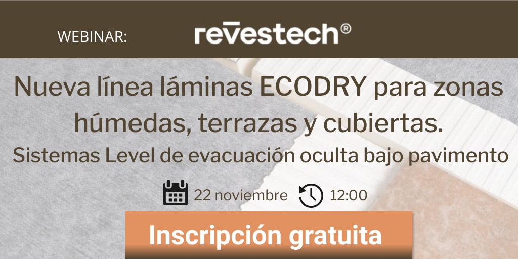 Nueva línea láminas ECODRY para zonas húmedas, terrazas y cubiertas. Sistemas Level de evacuación oculta bajo pavimento