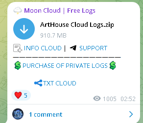 ArtHouse Cloud Logs Exposed: 899MB Leak on Telegram | InsecureWeb