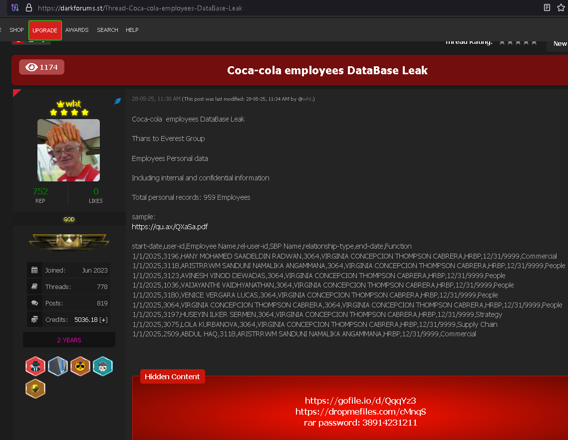 Coca-Cola Employee Database Leak Exposes 959 Records | InsecureWeb