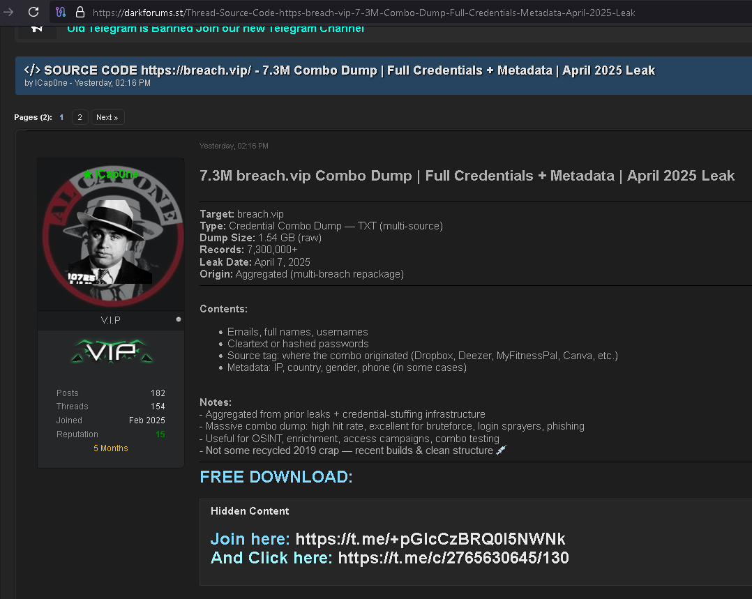 7.3M Breach.vip Combo Dump Reveals Full Credentials & Metadata ...