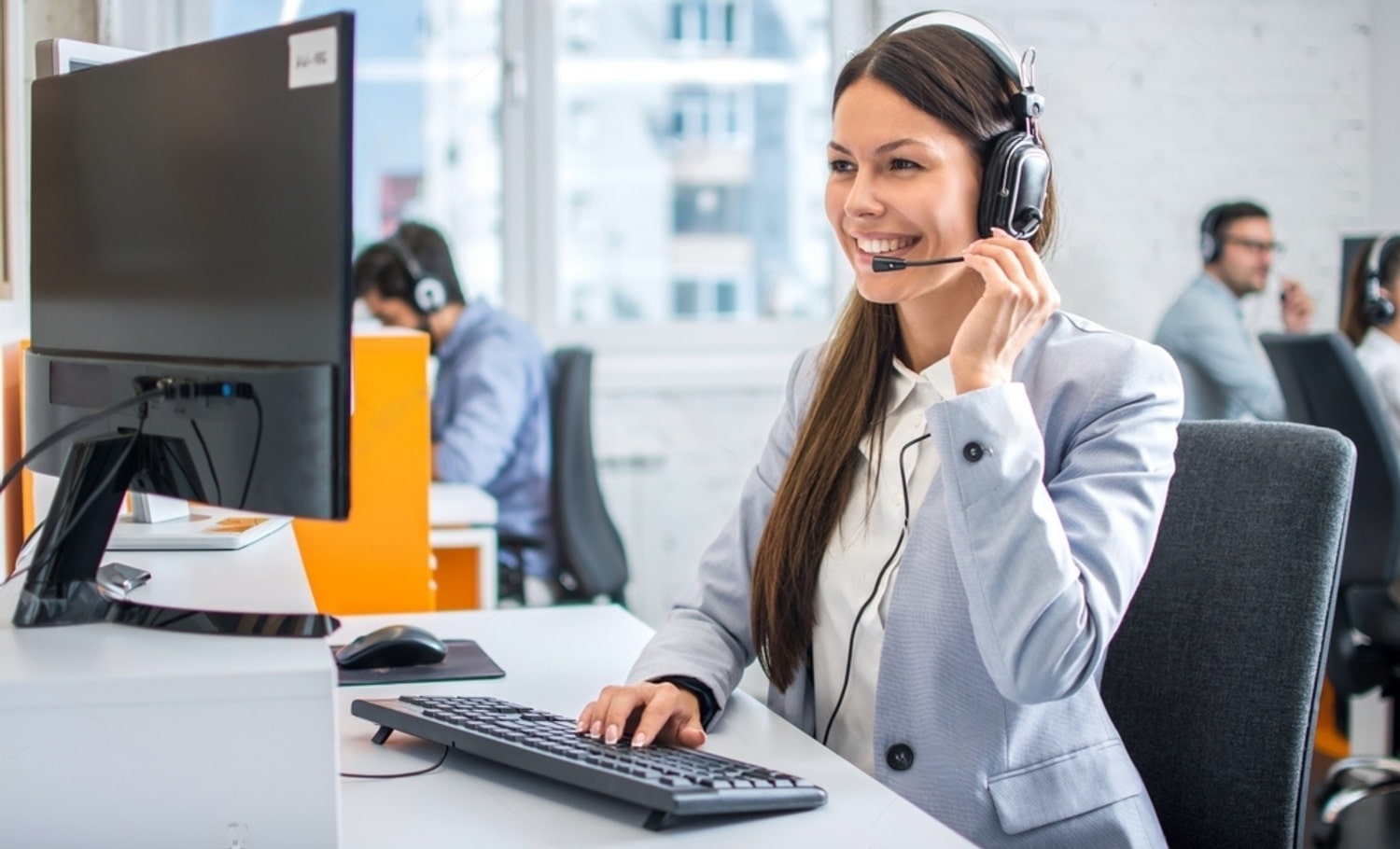 Customer service representative with phone interface