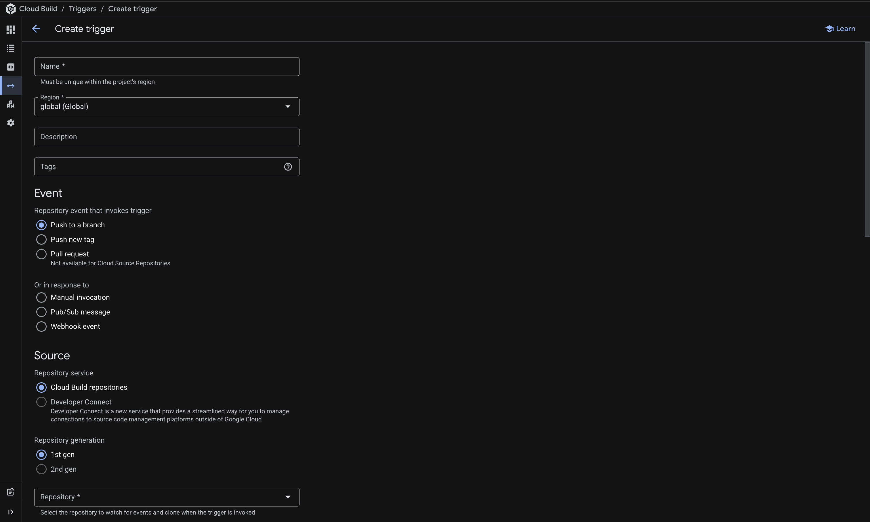 Create Trigger Page