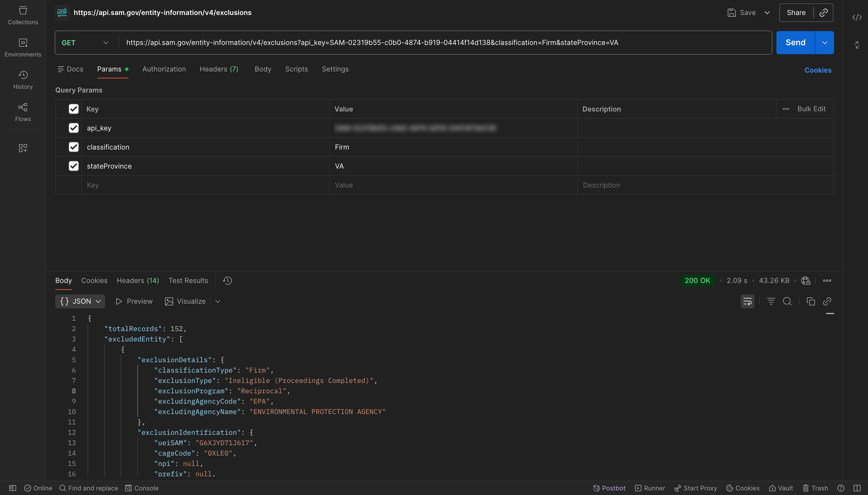 Exclusions API Example
