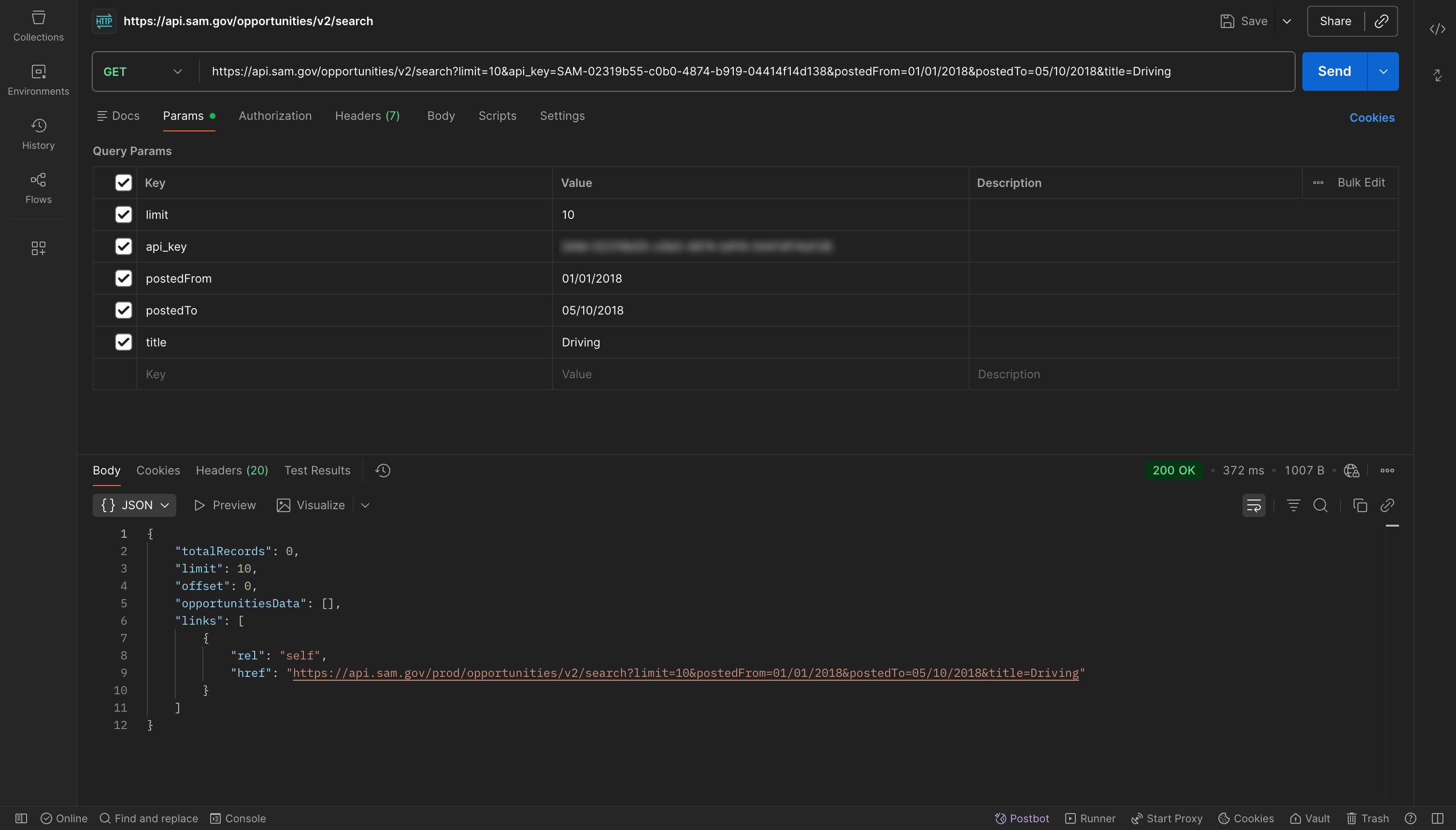 Get Opportunities API Example