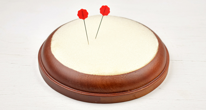 Wood Base Pincushion - each Wood Base Pincushion - each