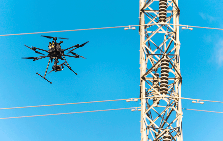 another angle of a drone for powerline inspections