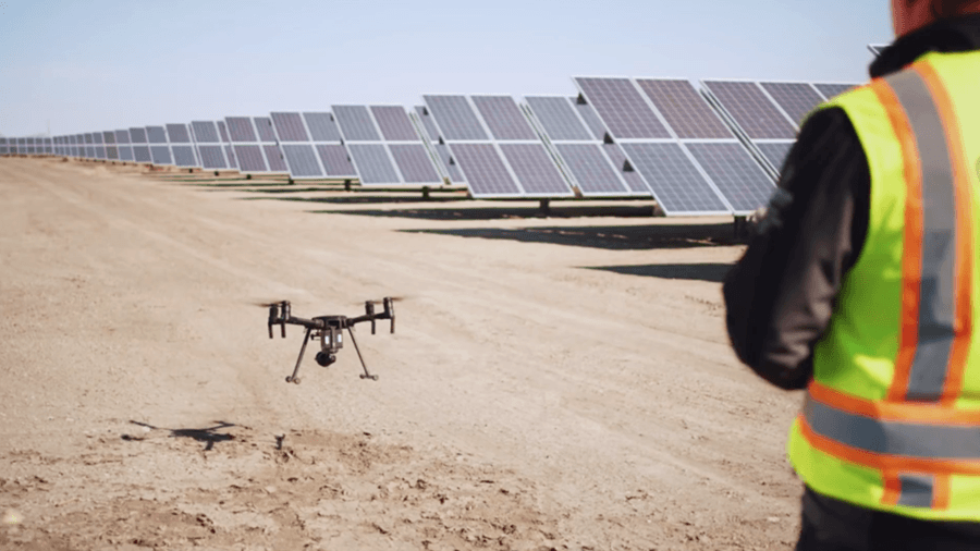 man doing a solar drone inspection