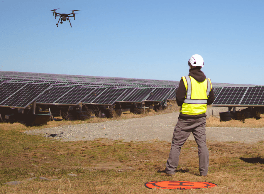 worker solar inspection drone