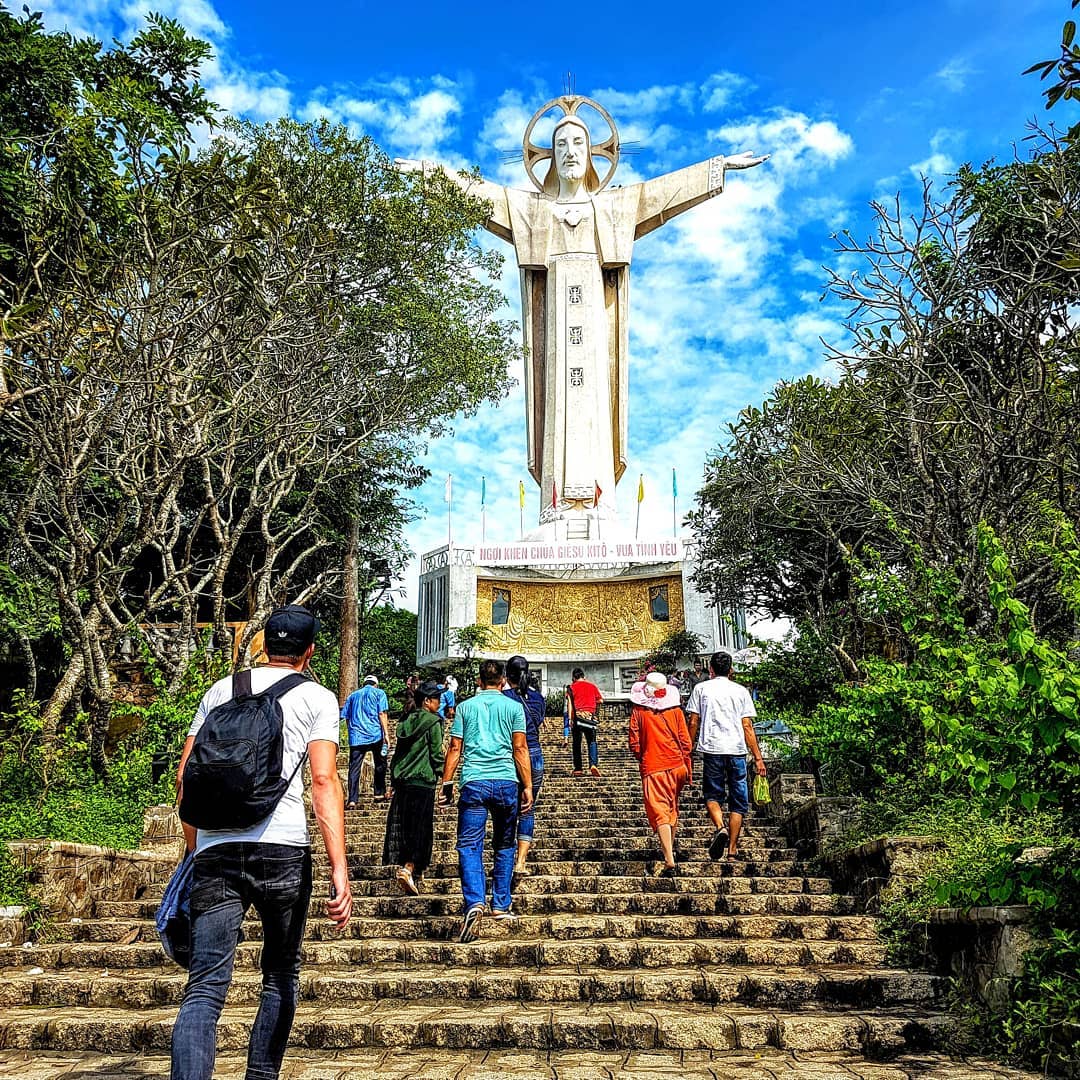 Tourist visiting the Christ of Vung Tau