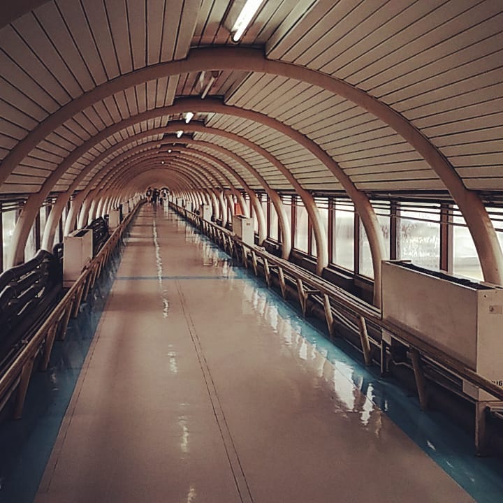 A walking path inside Don Muang Airport