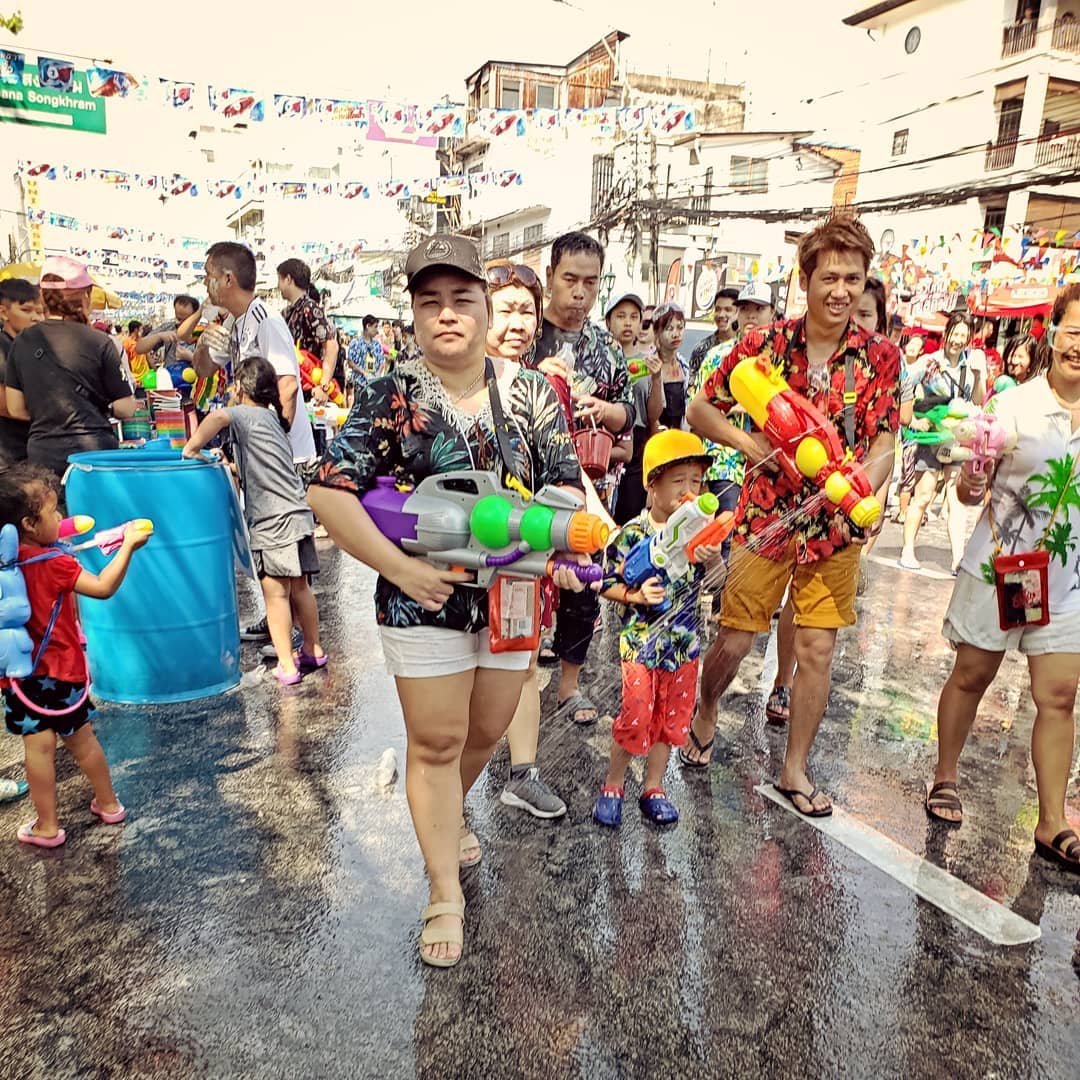 People enjoying Songkran