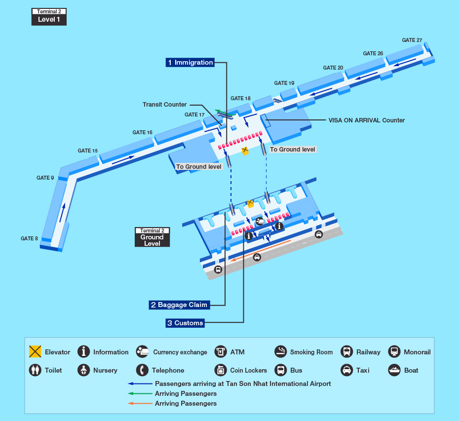 Ho Chi Minh City Airport map - Arrival