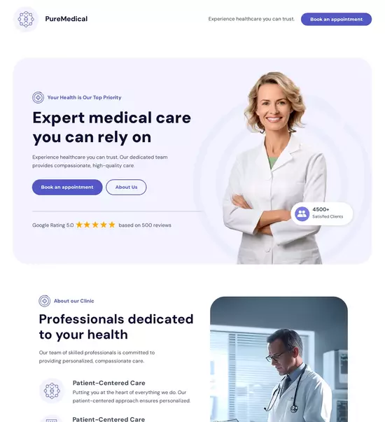 Instapage website builder interface showing a landing page preview with editing tools on the sidebar.